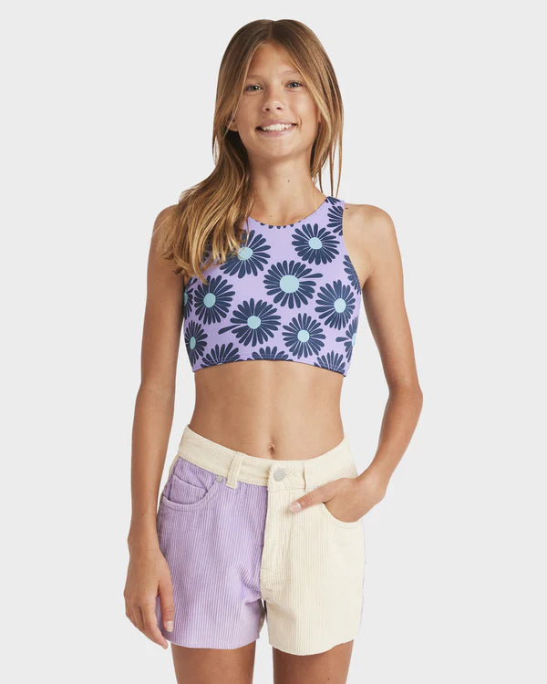 BILLABONG GIRLS MIXING VIBES DENIM SHORTS SUMMER CUT-OFF CASUAL SHORT MULTI