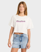BILLABONG GIRLS SAY MY NAME CROP T SHIRT SALT CRYSTAL KIDS SURF STYLE