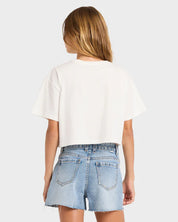 BILLABONG GIRLS SAY MY NAME CROP T SHIRT SALT CRYSTAL KIDS SURF STYLE