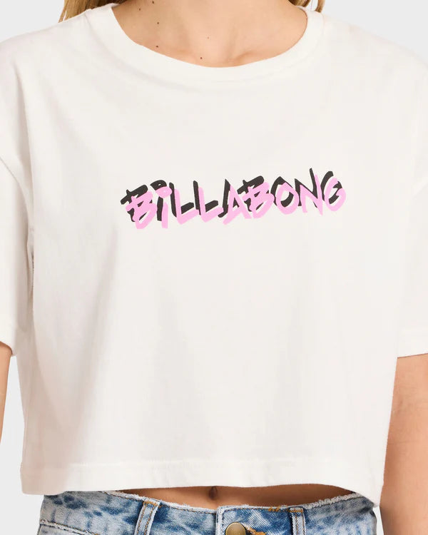 BILLABONG GIRLS SAY MY NAME CROP T SHIRT SALT CRYSTAL KIDS SURF STYLE