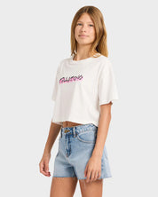 BILLABONG GIRLS SAY MY NAME CROP T SHIRT SALT CRYSTAL KIDS SURF STYLE