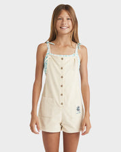 BILLABONG GIRLS WAVE WATCH JR PLAYSUIT LIGHTWEIGHT SUMMER ONE PIECE WHITECAP