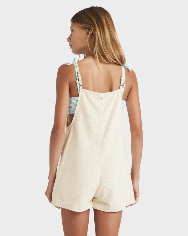 BILLABONG GIRLS WAVE WATCH JR PLAYSUIT LIGHTWEIGHT SUMMER ONE PIECE WHITECAP