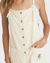 BILLABONG GIRLS WAVE WATCH JR PLAYSUIT LIGHTWEIGHT SUMMER ONE PIECE WHITECAP