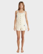 BILLABONG GIRLS WAVE WATCH JR PLAYSUIT LIGHTWEIGHT SUMMER ONE PIECE WHITECAP