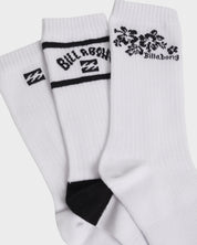 BILLABONG GOOD TIMES WOMENS 3 PACK NO SHOW SOCKS BLACK WHITE SNEAKER ESSENTIAL