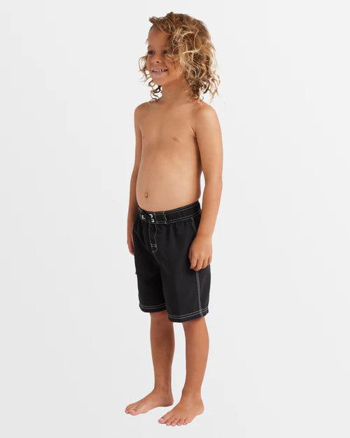 BILLABONG GROMS THROW ON BOARDSHORTS – BOYS 0–7 EASY SURF SHORTS IN BLACK