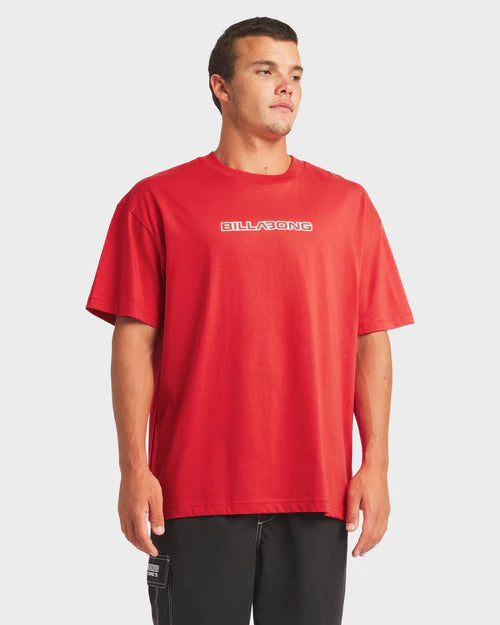 BILLABONG HALFTONE OG MENS T-SHIRT TRUE RED CLASSIC SURF GRAPHIC TEE PREMIUM FIT
