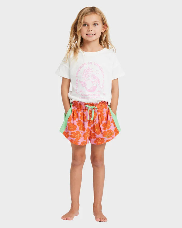 BILLABONG HAPPY HIBISCUS OLLY GIRLS SHORTS TODDLER KIDS 0 5 SUMMER PARTY PINK