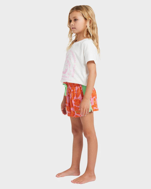BILLABONG HAPPY HIBISCUS OLLY GIRLS SHORTS TODDLER KIDS 0 5 SUMMER PARTY PINK