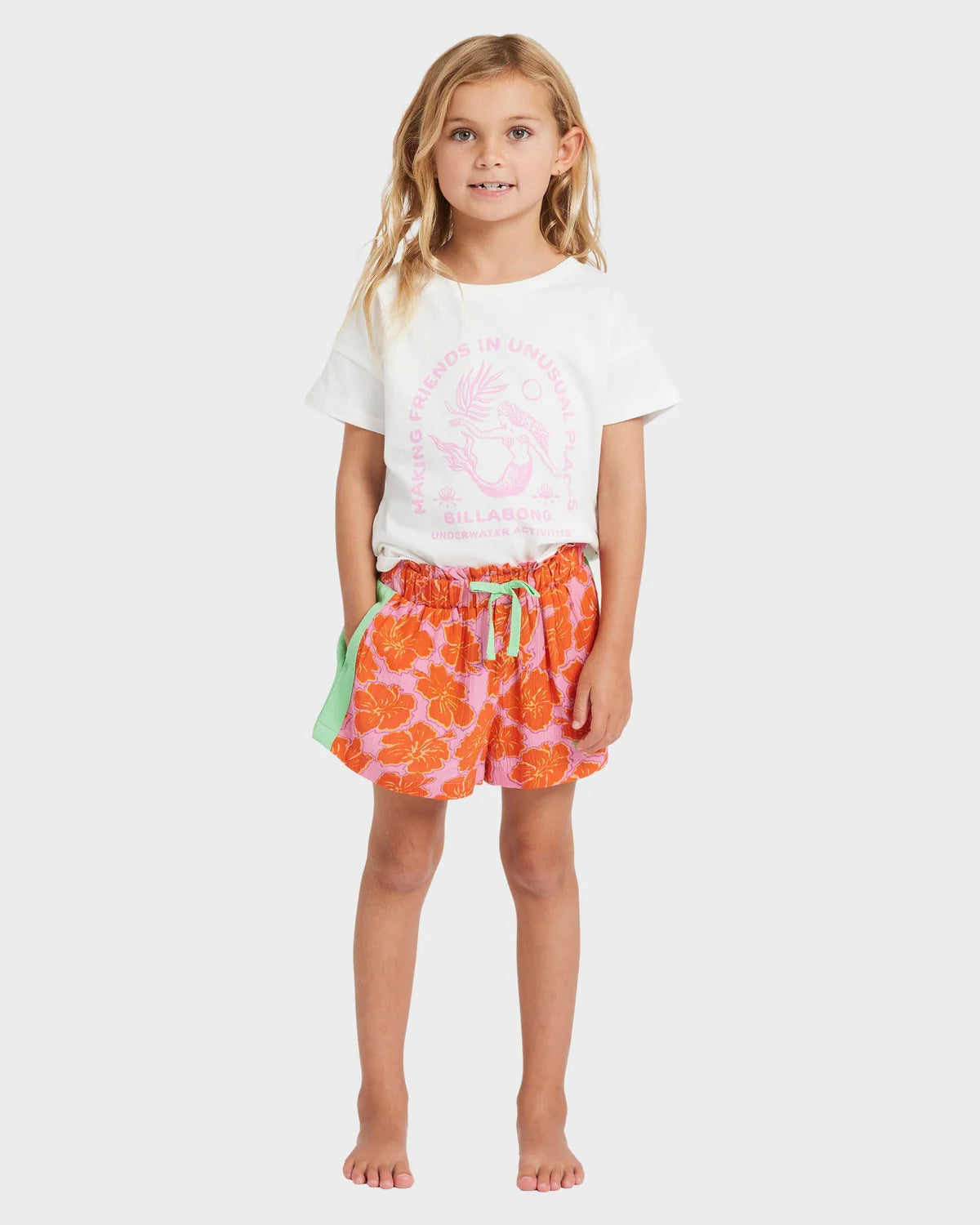 BILLABONG HAPPY HIBISCUS OLLY GIRLS SHORTS TODDLER KIDS 0 5 SUMMER PARTY PINK