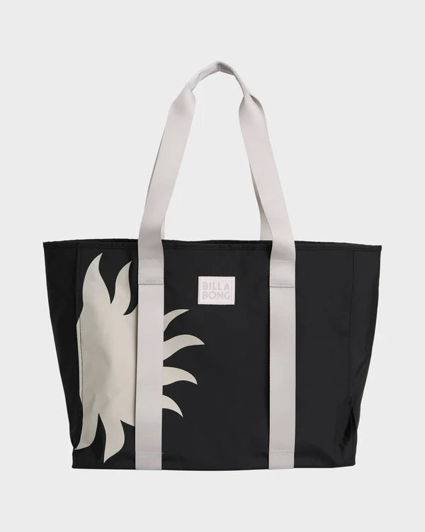 BILLABONG KEENIE WOMENS TOTE BAG BEACH EVERYDAY CARRY ALL BAG BLACK WHITE