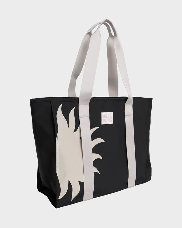 BILLABONG KEENIE WOMENS TOTE BAG BEACH EVERYDAY CARRY ALL BAG BLACK WHITE