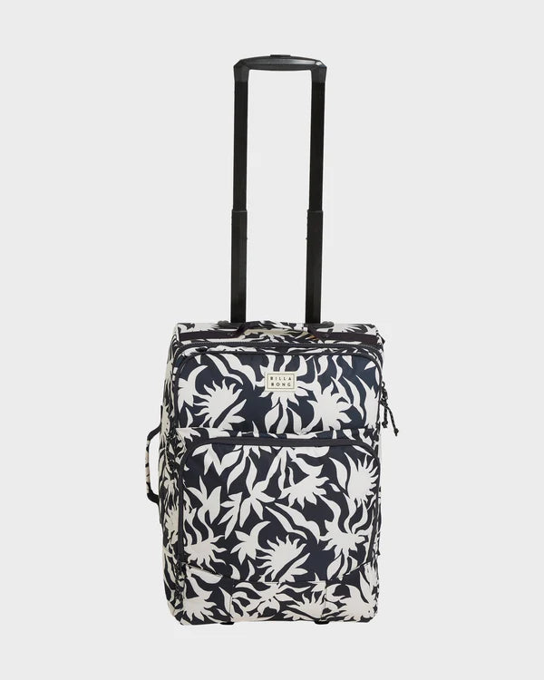 BILLABONG KEEP IT ROLLIN WOMENS CARRY ON LUGGAGE CABIN TRAVEL SUITCASE WHITE BLACK