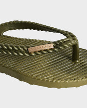 BILLABONG KICK BACK METALLIC THONGS WOMENS BEACH SANDALS DARK OLIVE