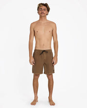 BILLABONG MENS ALL DAY OVERDYED LAYBACK 17" BOARDSHORTS – COFFEE BEAN