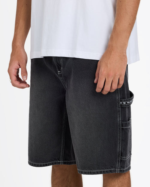 BILLABONG MENS BAD DOG DENIM SHORTS – WASHED BLACK