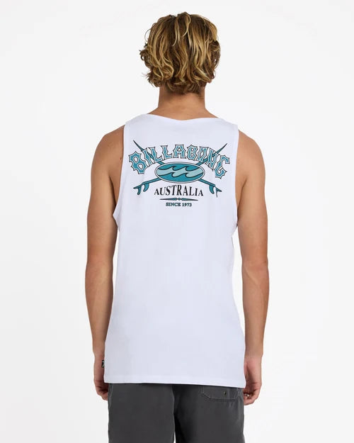 BILLABONG MENS CROSSBOARDS TANK TOP – WHITE