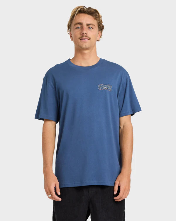 BILLABONG MENS HERITAGE ARCH PREMIUM T SHIRT DARK DENIM SURF TEE