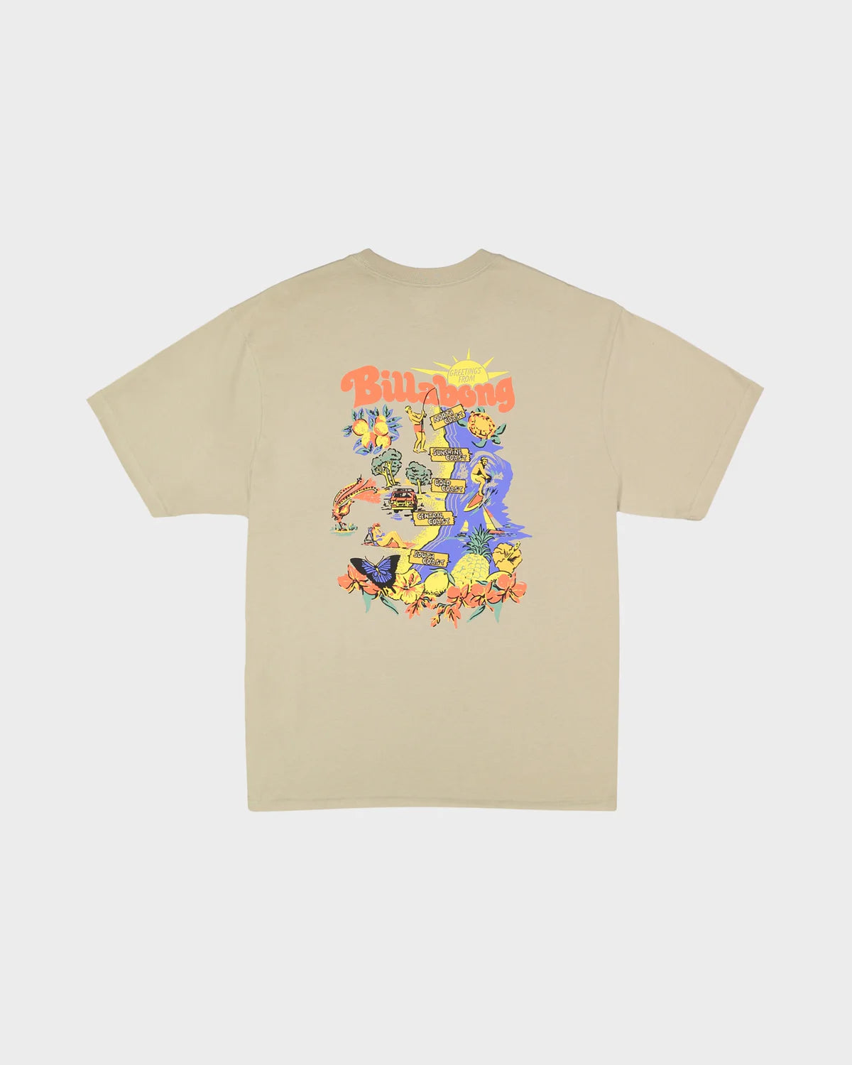 BILLABONG MENS ROAD TRIP T-SHIRT REGULAR FIT COTTON TEE WITH GRAPHIC MUSHROOM