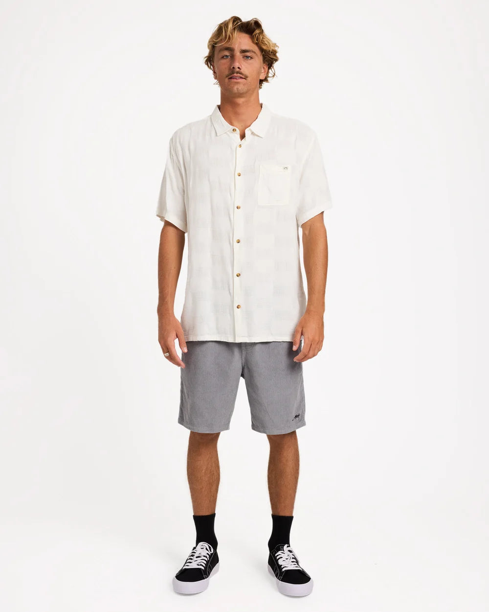 BILLABONG MENS SUNDAYS JACQUARD SHORT SLEEVE SHIRT – OFF WHITE
