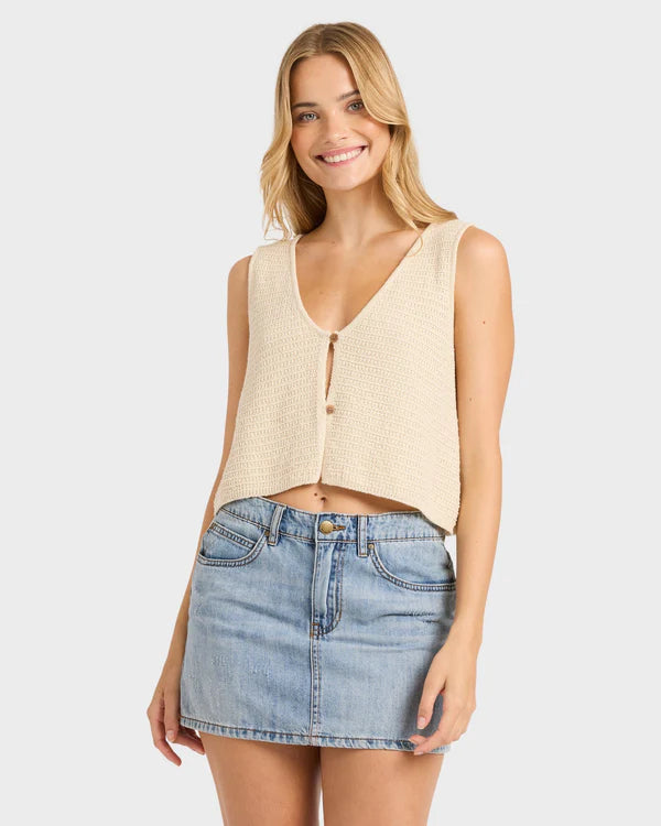 BILLABONG NEED NOW KNIT TANK TOP WHITE CAP