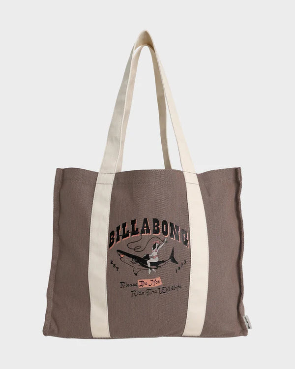 BILLABONG OCEANS GREATEST WOMENS TOTE BAG BEACH EVERYDAY CARRY ALL MUSHROOM