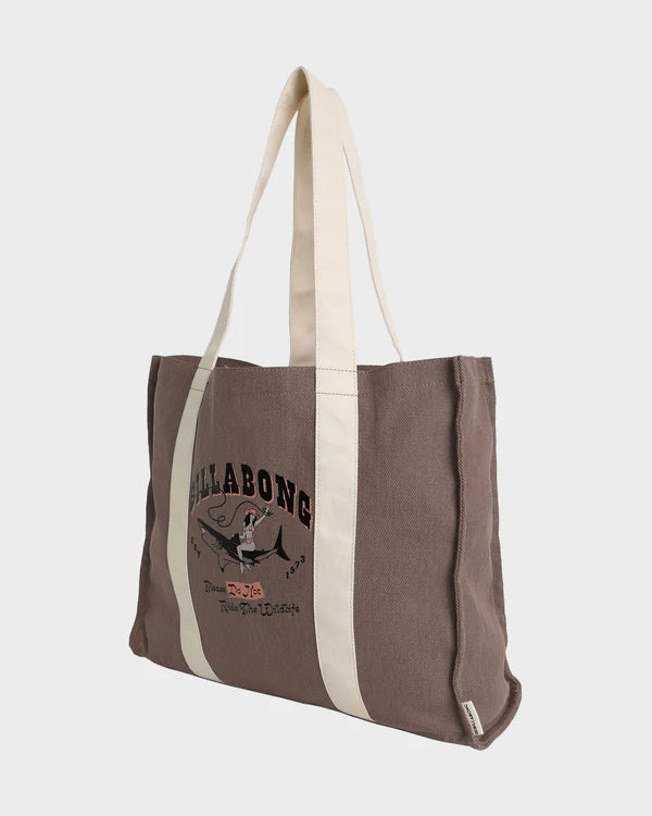 BILLABONG OCEANS GREATEST WOMENS TOTE BAG BEACH EVERYDAY CARRY ALL MUSHROOM