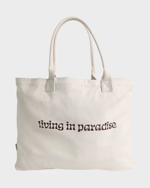 BILLABONG PARADISE BEACH WOMENS TOTE BAG SUMMER BEACH CARRY ALL ANTIQUE WHITE