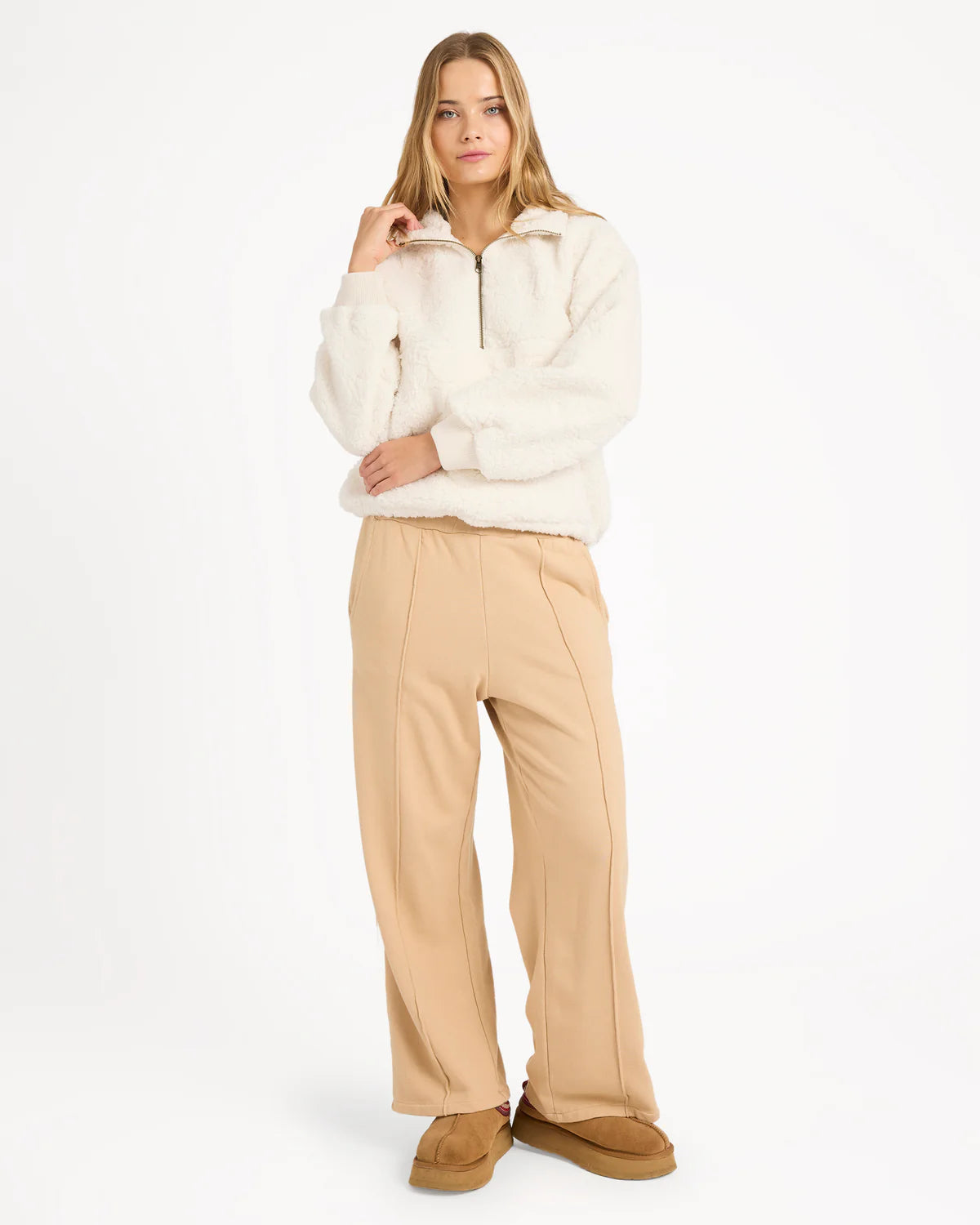BILLABONG RISING TIDES HALF ZIP FLEECE PULLOVER – SALT CRYSTAL