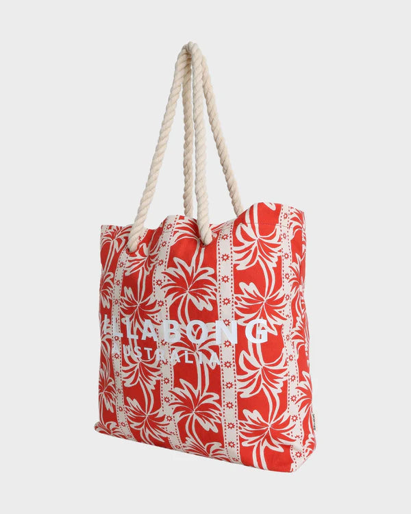 BILLABONG ROW OF PALMS WOMENS BE TOTE BAG RED ALOHA BEACH SHOPPING SURF BAG