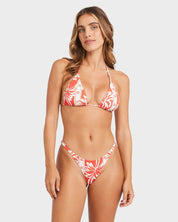 BILLABONG ROW OF PALMS WOMENS REMI TRIANGLE BIKINI TOP RED ALOHA SURF SWIM