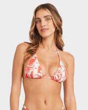BILLABONG ROW OF PALMS WOMENS REMI TRIANGLE BIKINI TOP RED ALOHA SURF SWIM