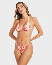 BILLABONG ROW OF PALMS WOMENS REMI TRIANGLE BIKINI TOP RED ALOHA SURF SWIM