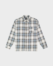 BILLABONG SCRIPT LONG SLEEVE FLANNEL SHIRT MENS SURF CHECK SHIRT WASHED BLUE