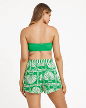 BILLABONG SEASHELL WOMENS SHORTS KELLY GREEN SUMMER RESORT BEACH ELASTIC WAIST