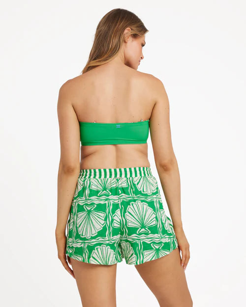BILLABONG SEASHELL WOMENS SHORTS KELLY GREEN SUMMER RESORT BEACH ELASTIC WAIST