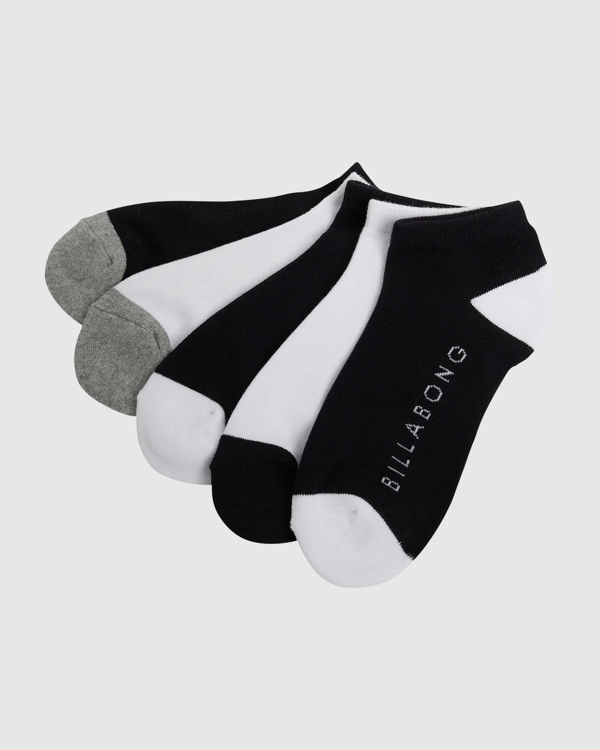 BILLABONG SERENITY WOMENS 5 PACK ANKLE SOCKS BLACK EVERYDAY COMFORT COTTON BLEND
