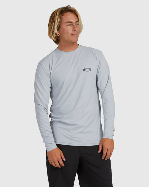 BILLABONG SHORELINE MENS LOOSE FIT RASH VEST LIGHT GREY HEATHER SURF UV TOP