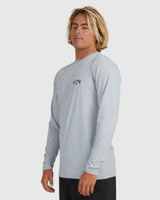 BILLABONG SHORELINE MENS LOOSE FIT RASH VEST LIGHT GREY HEATHER SURF UV TOP