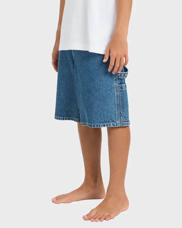 BILLABONG SPEC 73 BAD DOG DENIM SHORTS MENS SURF STREETWEAR JEAN SHORTS OCEAN WASH