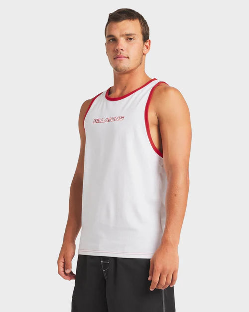BILLABONG SPEC TIPPER TANK TOP – MENS SURF GRAPHIC SINGLET WHITE