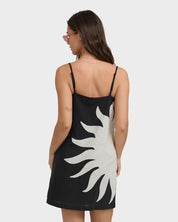 BILLABONG SUN RAYS WOMENS MINI DRESS SUMMER CASUAL EVERYDAY DRESS BLACK WHITE