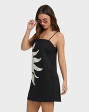 BILLABONG SUN RAYS WOMENS MINI DRESS SUMMER CASUAL EVERYDAY DRESS BLACK WHITE