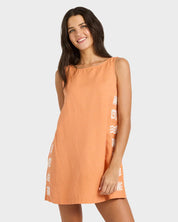 BILLABONG SUN STAMP MINI DRESS TANGERINE