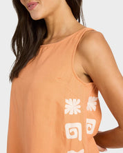 BILLABONG SUN STAMP MINI DRESS TANGERINE