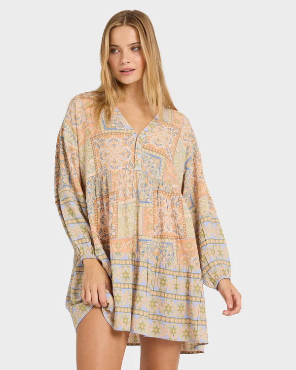 BILLABONG TAKE IT BACK LA MER MINI DRESS TWILIGHT BLUE