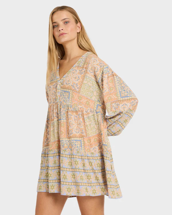 BILLABONG TAKE IT BACK LA MER MINI DRESS TWILIGHT BLUE