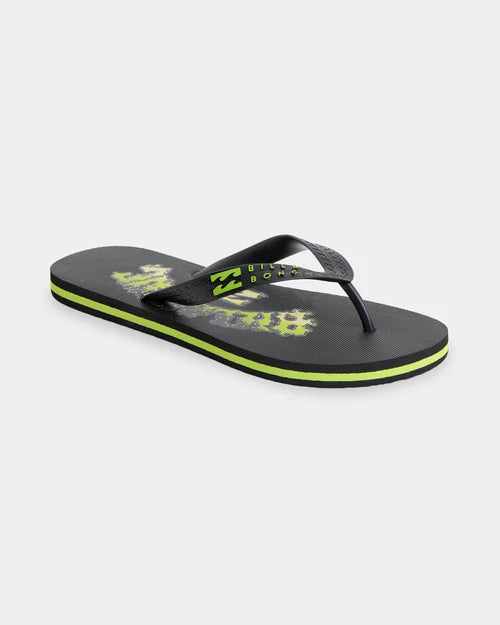 BILLABONG TIDES 2.0 PRINT THONGS – MENS COMFORT BEACH THONGS BLACK LIME