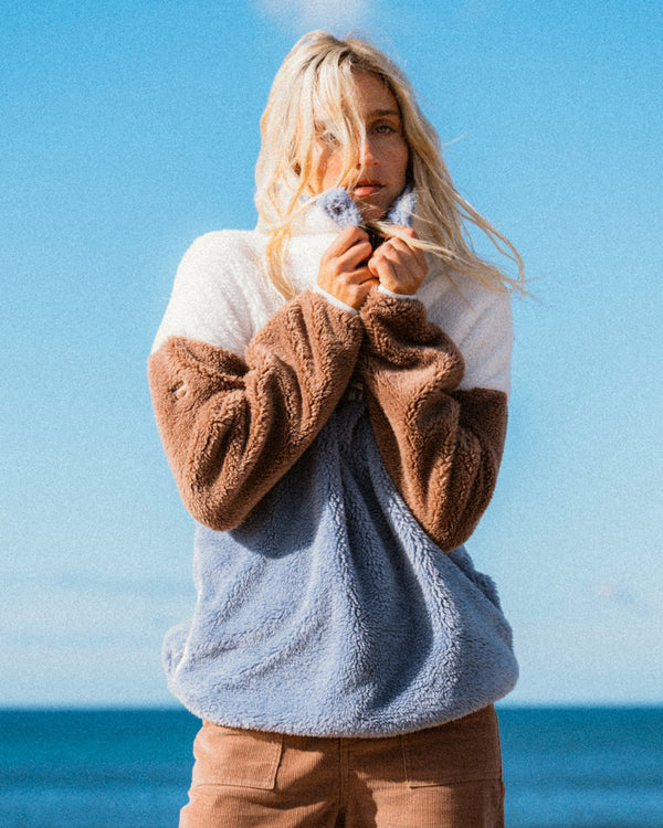 BILLABONG VIBES BACK SNAP UP FLEECE PULLOVER – LOW TIDE